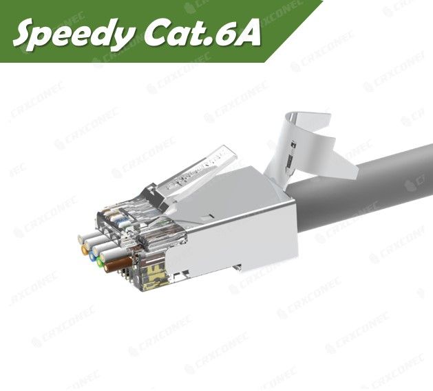 Easy Passthru Cat.6A RJ45 Connector for 23AWG Solid Cable Cable Assemblies & Wiring